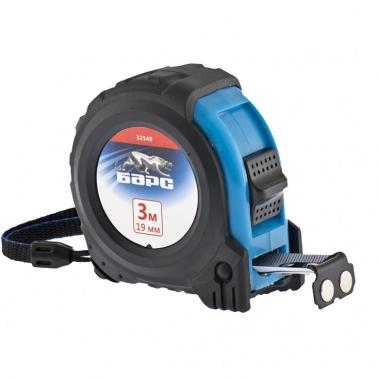 Рулетка 3 м х 19 мм,утолщенное полотно,магнитный зацеп,обрезиненный корпус Вектор, Барс