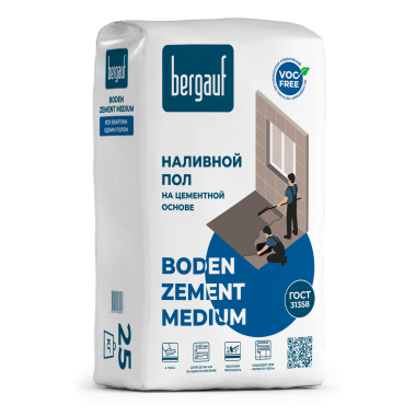 Наливной пол на Цементной основе Bergauf Boden Medium, 20 кг(56) Бергауф