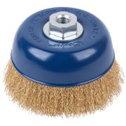 Щетка для УШМ, М14, тип "Чашка", латунированная витая проволока 0,3 мм, 125 мм, cutop profi