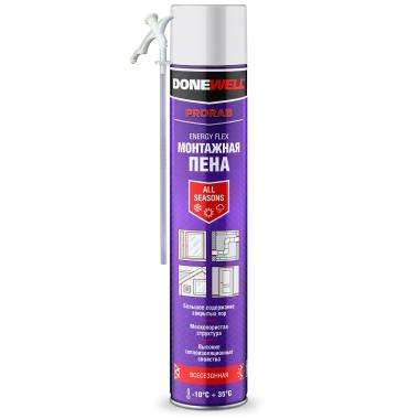 Пена монтажная DONEWELL Energy Flex бытовая всесезонная 1000 мл.