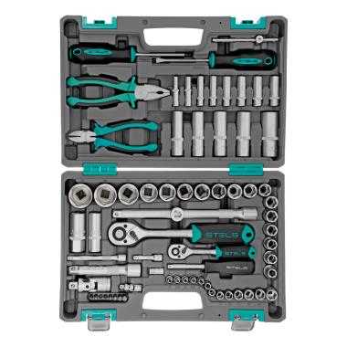 Набор инструментов 1/2, 1/4, CrV  69 предметов Stels