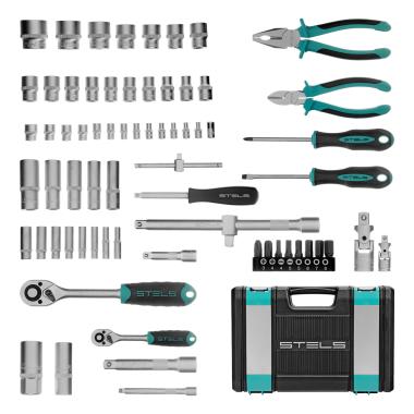 Набор инструментов 1/2, 1/4, CrV  69 предметов Stels