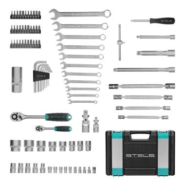 Набор инструментов 1/2, 1/4, CrV  88 предметов Stels