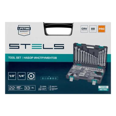 Набор инструментов 1/2, 1/4, CrV  88 предметов Stels