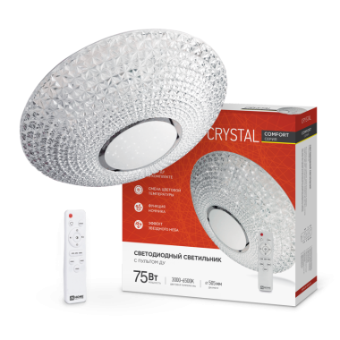 Светильник управ.накладной Comfort Crystal 75Вт 3000К-6500K 6000Лм 505х100мм с пультом InHome