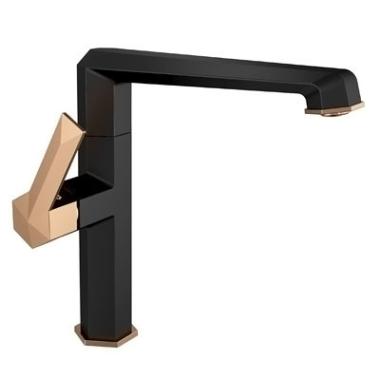 Смеситель Hyde д/кухни шар. с высоким изливом 10630 черный с золотом латунь GOLDEN FOX