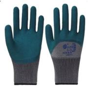 Перчатки нейлоновые с рифленым покрытием зеленые В09