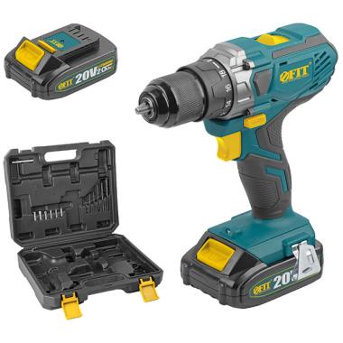 Дрель-Шуруповерт акк. 20 В; 0-400/1400 об/мин; 40 Нм; 2 (li-ion) 2,0 Ач; 1,25 ч.; рез. накл.; кейс ФИТ