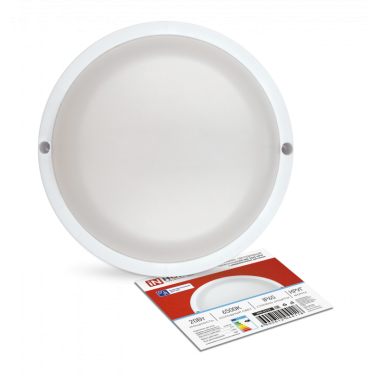 Светильник светодиодный,герметич. 20ВТ, 6500К 1800Лм IP65 круг INHOME