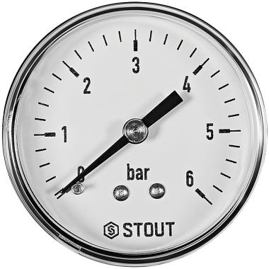 Манометр системы водоснабжения аксиальный, от 0 до 6 бар.