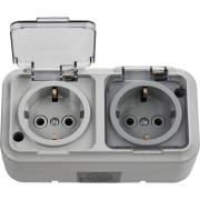 Розетка "Пралеска"2ОП с/з серый IP54 прозрачная крышка