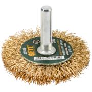 Корщетка-колесо, со штифтом, стальная латунированная волнистая проволока 100 мм ФИТ