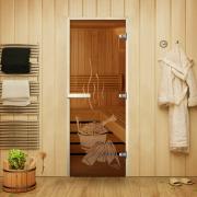 Стеклянная дверь для сауны и бани АРТ Бронза "БАНЬКА" 1900*700 стекло 8мм L (левое)