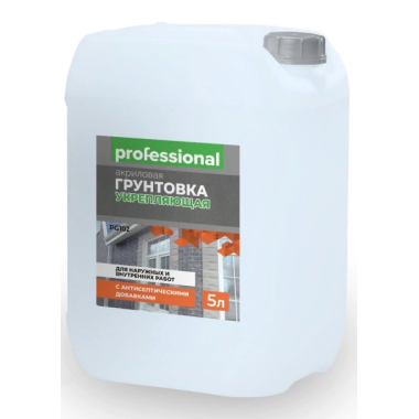 Грунтовка укрепляющая для нар. и вн. работ с антисептиком PG102 ( 5л) ТМ "Professional"