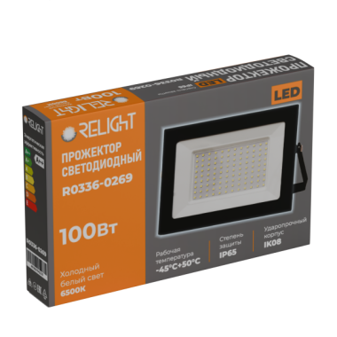 Прожектор RELIGHT 100Вт 9000Лм 6500К Чёрный