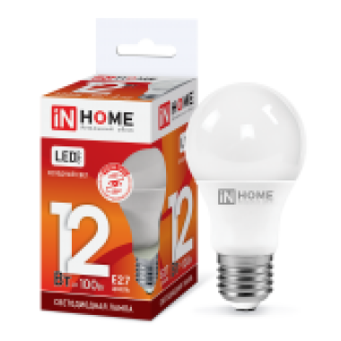 Лампа 12Вт Е27 6500К (шар) IN HOME