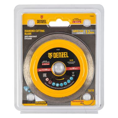 Диск алмазный отрезной сплошной 115 х 22,2 мм, супертонкий, мокрый рез Denzel