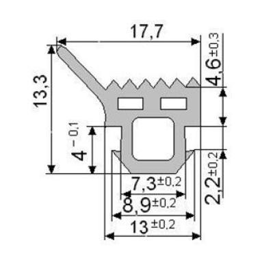Витраж, ТПУ-007 ММ, уплотнитель (со стороны прижима) 200м бухта (кратно 1м)