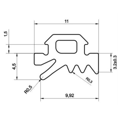 Витраж, ТПУ-6001, уплотнитель (со стороны стекла) бухта 300м (кратно 1м)