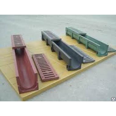 Водосток лоток тротуарный полимерно-песчан. 500*110*100мм, (3,5кг/шт) красный