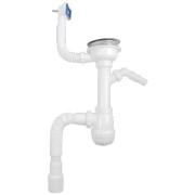 Сифон 3, 1/2*40,прямоточный,с переливом,прямоуг. с гофрой 40*50 c носиком, UB0147, Aquant