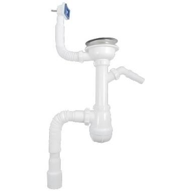 Сифон 3, 1/2*40,прямоточный,с переливом,прямоуг. с гофрой 40*50 c носиком, UB0147, Aquant