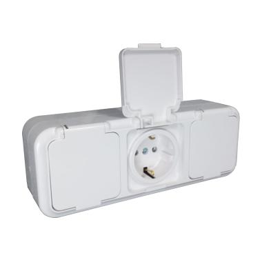 Розетка "Пралеска" 3ОП с/з белый IP54