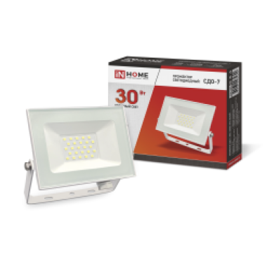Прожектор IN HOME СДО-07-30 30Вт 2400Лм 6500К Чёрный