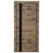 Дверь межкомнатная царговая ЭкоШпон Модель 45 Дуб Пацифик 600 черное стекло (черная кромка) Терри г.Вологда