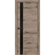 Дверь межкомнатная царговая ЭкоШпон Модель 45 Дуб Пацифик 800 черное стекло (черная кромка) Терри г.Вологда