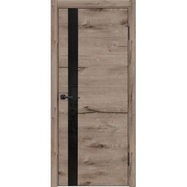 Дверь межкомнатная царговая ЭкоШпон Модель 45 Дуб Пацифик 800 черное стекло (черная кромка) Терри г.Вологда