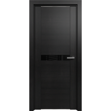 Дверь межкомнатная TREND 411 Дуб черный 800мм стекло лакобель черное Комплект "STATUS"