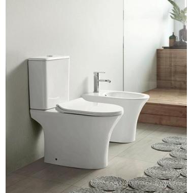 Унитаз напольный безободковый Rimini с быстросъемным сиденьем микролифт VT30804H