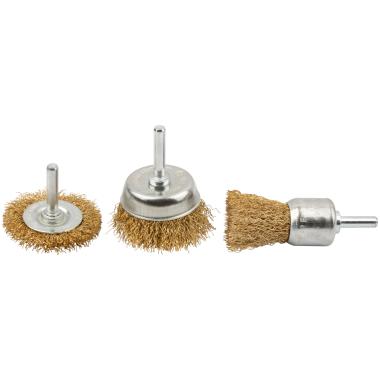 Корщетки со штифтом, набор 3 шт. (колесо 50 мм / чашка 50 мм / венчик 25 мм) MOS