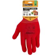 Перчатки «для садовых работ Микроточка» полиэстеровые, ПВХ-точка, красные, Fiberon 9(L)