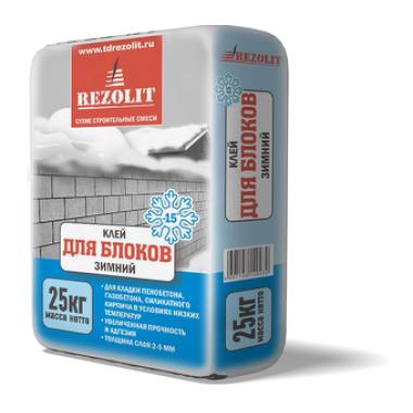 Клей для блока Зимний "REZOLIT" 25кг (56под)