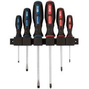 Отвертки "Универсал" Профи Фит, crv сталь, прорезиненные ручки, на держателе, набор 6 шт.