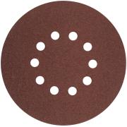 Круги абразивные на ворсовой подложке под "липучку", перфорированный, P100, 225 мм, 5 шт FIT