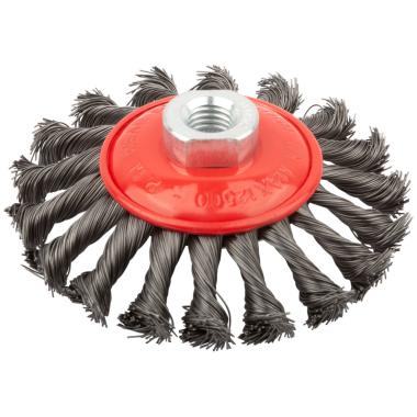 Корщетка-колесо с наклоном, гайка М14, стальная витая проволока 115 мм ФИТ