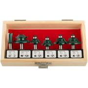 Фрезы по дереву кромочные, набор 6 шт., деревянный бокс, хвостовик 8 мм