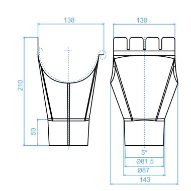 Воронка желоба 125*90 Серый графит  (RAL 7024) OSNO