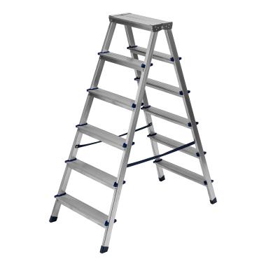 Стремянка двусторонняя 6 ступеней, алюминиевая, Россия// Сибртех