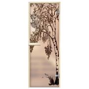 Стеклянная дверь для сауны и бани АРТ Белая Матовая "БЕРЕЗКА" 1900*700 стекло 8мм