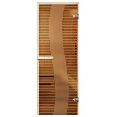 Стеклянная дверь для сауны и бани АРТ Бронза Матовая "ВОЛНА" 1900*700 стекло 8мм