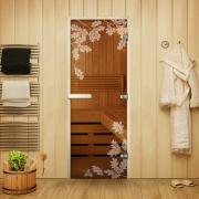 Стеклянная дверь для сауны и бани АРТ Бронза "ДУБОК" 1900*700 стекло 8мм