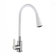 Смеситель д/кухни шар. с силиконовым изливом Садко белый 577031 нерж. сталь Антей