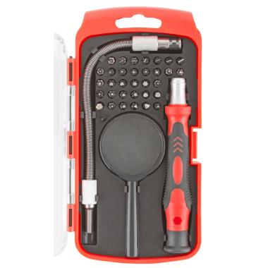 Отвертка с битами для точных работ, 36 crv бит, в пластиковом боксе КУРС