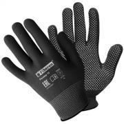 Перчатки «Микроточка» полиэстеровые, ПВХ-точка, черные, Fiberon 10(XL)