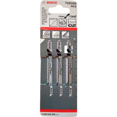 Пилки  по дереву для лобзика BOSCH T101AO (3 шт )(2608630559)