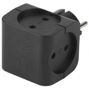 Четверник (разветвитель) 10А б/з черный Эра